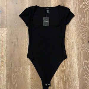 Forever 21 black square neck bodysuit